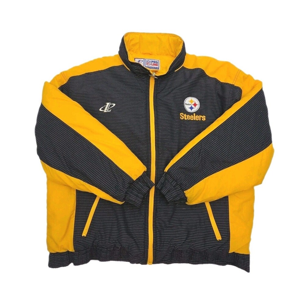 Vintage Pittsburgh Steelers Logo Athletic NFL Pro Line Coat Men XL Zip Quilted